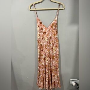 Floral Maxi Dress in Pink and Brown